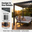 Pavillon de jardin extérieur en aluminium à toit rigide avec toit ajustable et système de drainage caché pour terrasse, terrasse, jardin et cour arrière 10 'x 10'