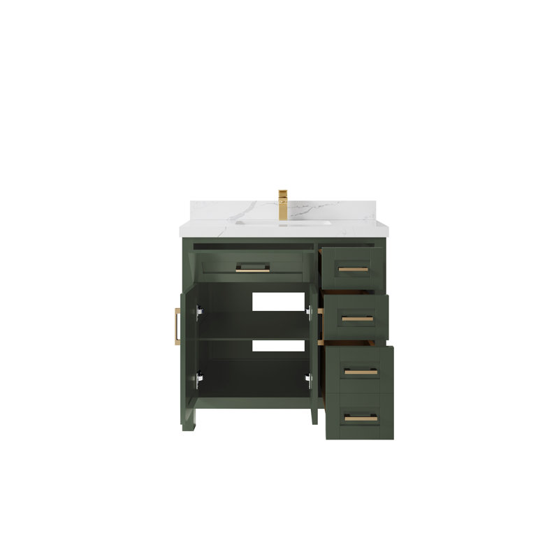 Ensemble de meuble-lavabo double 72 po Flavell, Calacatta Laza, Vert forêt foncé