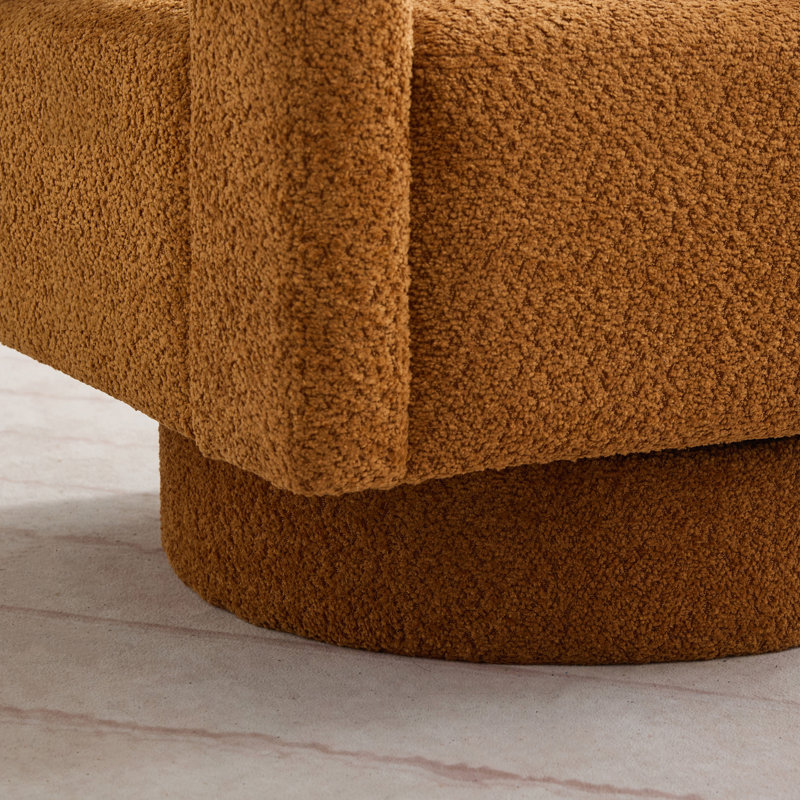 29.12" W Pillow Back Hollow Arm Swivel Accent Armchair, Caramel Polyester
