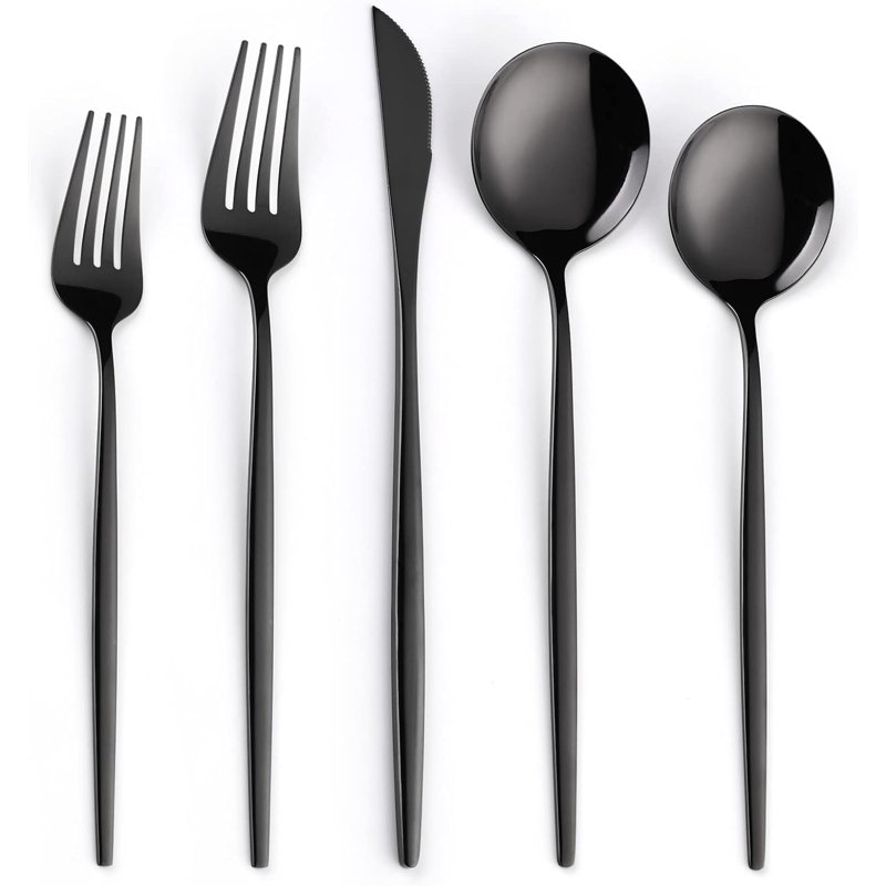 Ensemble de couverts en or 30 pièces pour 6 personnes, vaisselle en acier inoxydable avec finition miroir, comprend couteaux, fourchettes et cuillères, va au lave-vaisselle, parfaite pour les repas gastronomiques et les occasions spéciales