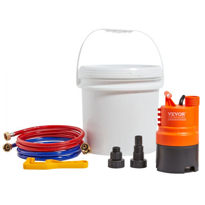Tankless Water Heater Flushing Kit, Includes Efficient Pump & 5 Gallon Pail & 2 Hoses & Descaling Powder, Wrench and Adapter for Quick Install Easy to Start, Water Heater Flush Kit