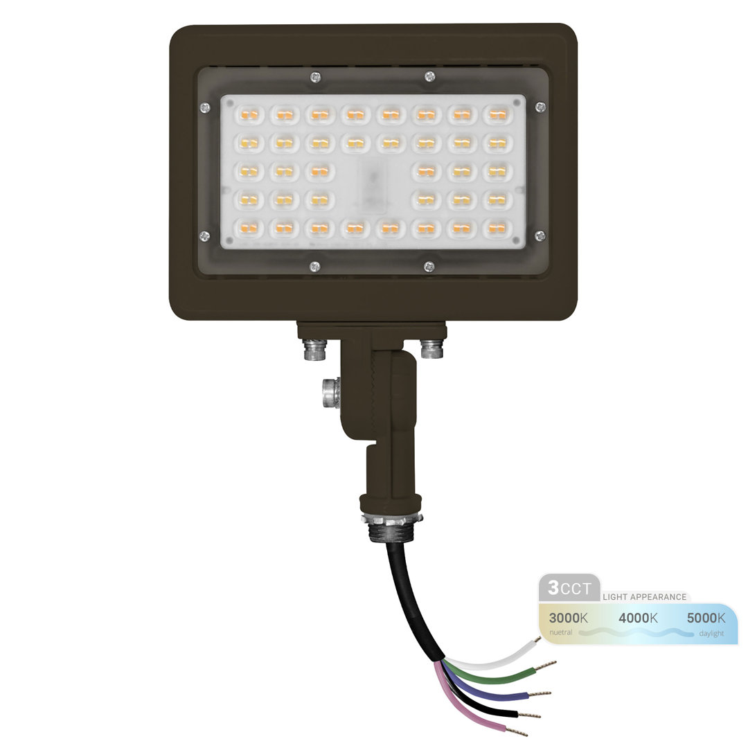 LED Flood Light 15W 2250 Lumens  Outdoor Adjustable Knuckle Mount Security Light  3CCT NUWATT Fixture 
