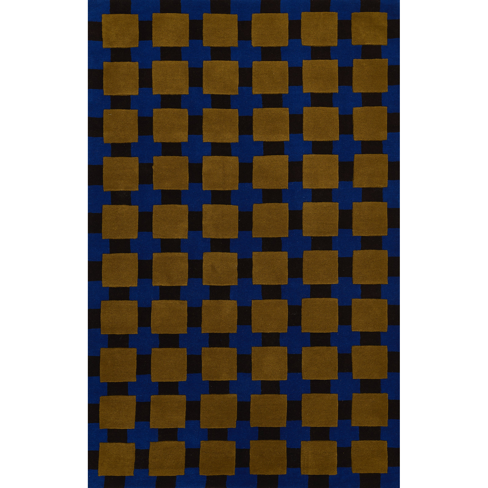Bauhaus Hand Tufted Area Rug, Rectangle 5' x 8', Blue