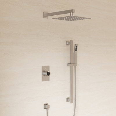 Pressure Balanced Complete Shower System, 10" Rain Shower Head with Handheld Spray, Slide Bar
