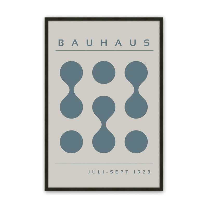 Tempête de Bauhaus bleu, impression I, Reproduction encadrée sans passe-partout, Noir satiné, 15" H x 12" W
