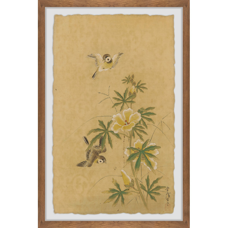 «Birds and Flowers», reproduction encadrée, H 12 po x l 8 po