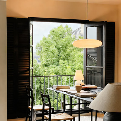 Pendant Light White Glass/Acrylic with Black Metal