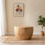Table basse ronde avec rangement intérieur, bois de sapin massif et panneau de fibres à densité moyenne, finition aux tons naturels, largeur 31,5 po