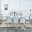 Ensemble de salle à manger 9 pièces moderne en MDF blanc 71 po avec chaises rembourrées en similicuir-2109443400-2109443405