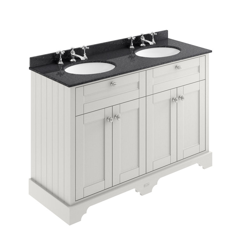 Old London 1200mm Free-Standing Double Vanity Unit, Timeless Sand, Black