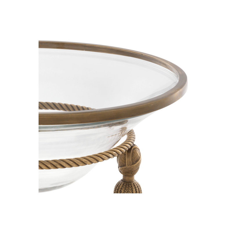 Tassel Decorative Bowl, Clear/Vintage Brass