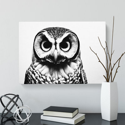 Barn Owl Monochrome - Wrapped Canvas