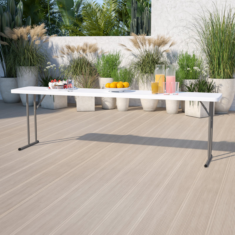 8' White Plastic Folding Training and Event Table