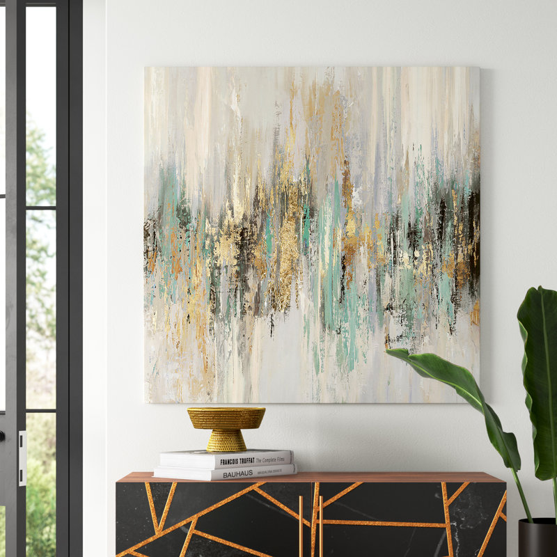 Dripping Gold II 1 Piece Wrapped Canvas Wall Art, 66.04cm H x 66.04cm W x 3.81cm D