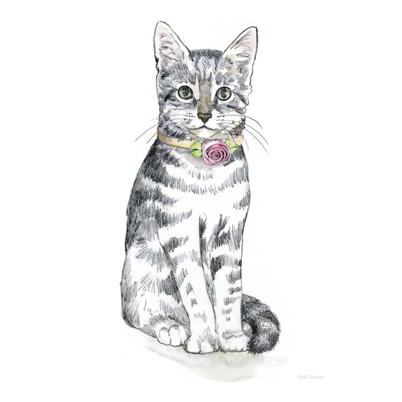Fancy Cats I - peinture sur toile tendue, H 48 po x l 36 po