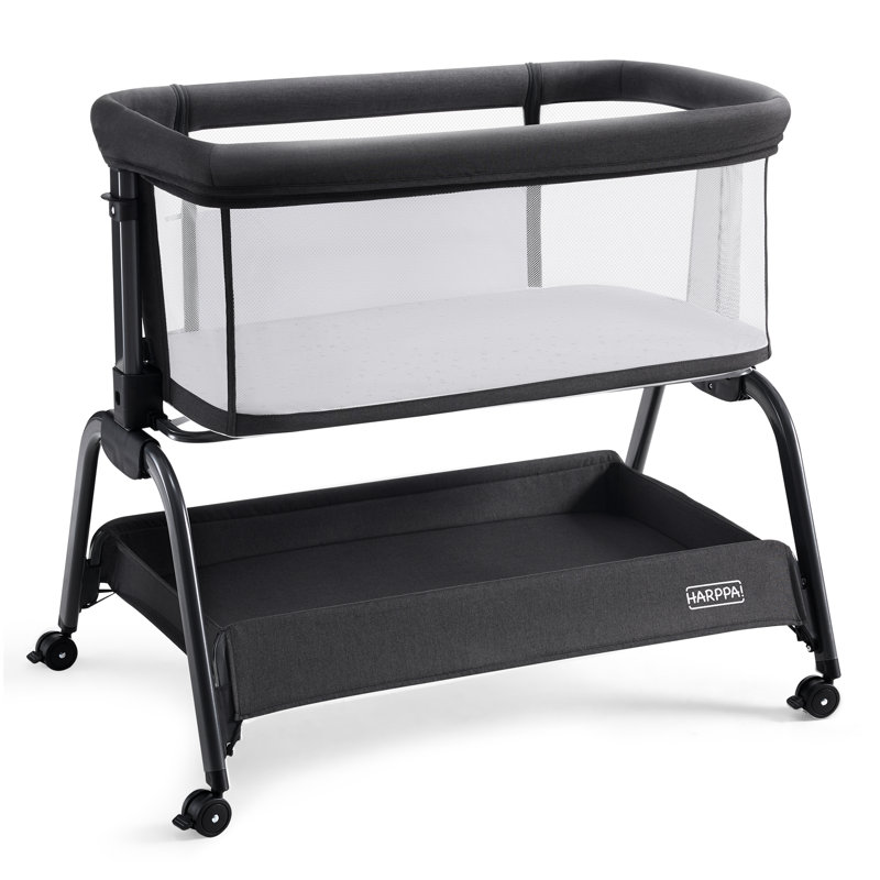 Bedside Cot with Mattress, Black