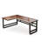 Nut-brown + Black L-Shaped Solid Wood desk-393274140