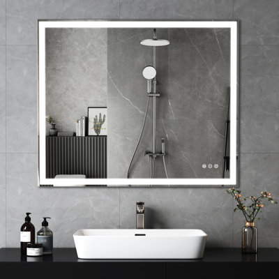 Led Bathroom Wall Mirror 30X36 Inch - Fog, Energy Saving, Touch Switch, Elegant Style Vanity Energy, Five-Layer Protection, Stylish