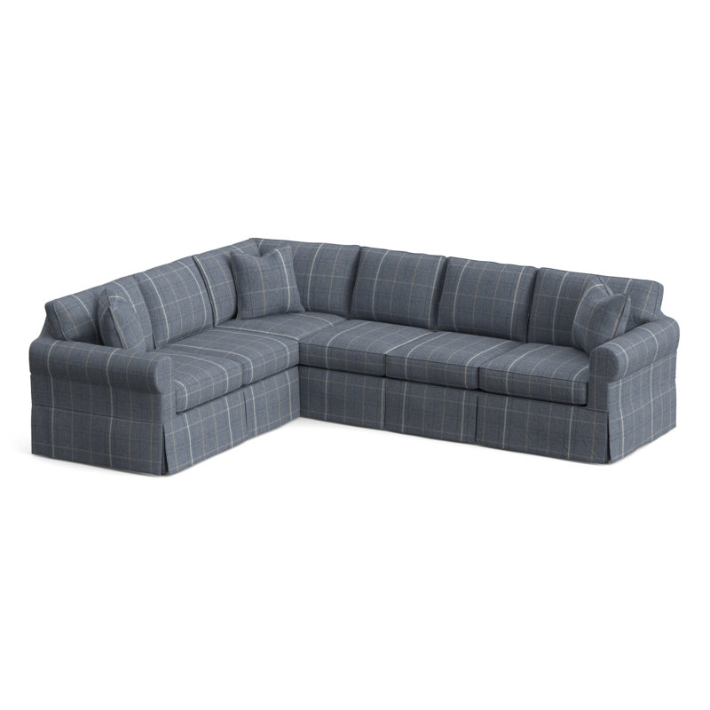 Bedford Upholstered Sectional, Lapis Plaid; 0126-63, Left Hand Facing
