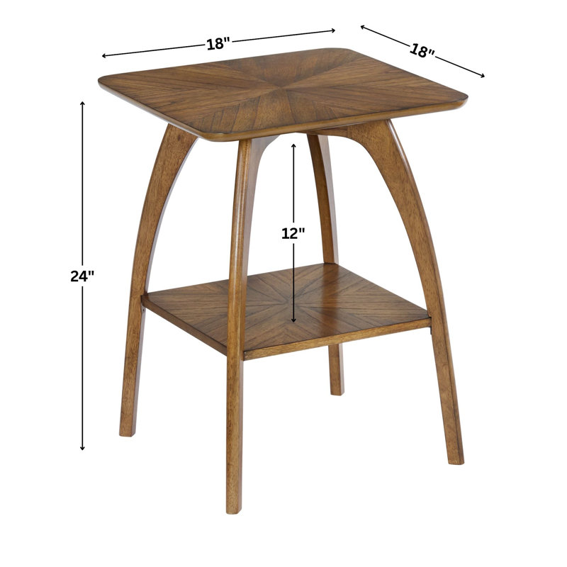 Atreu Square Wood End Table with Storage, Nutmeg Brown
