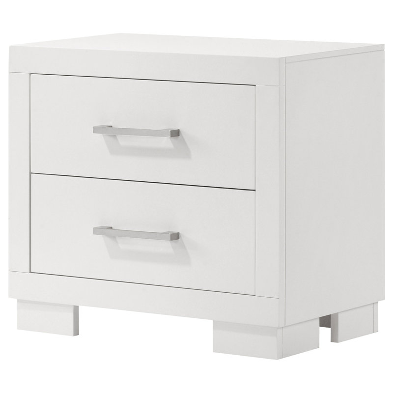 Table de chevet 2 tiroirs Jessica, Blanc