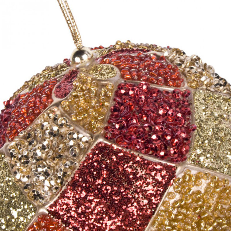 10cm Bauble, Red / Gold