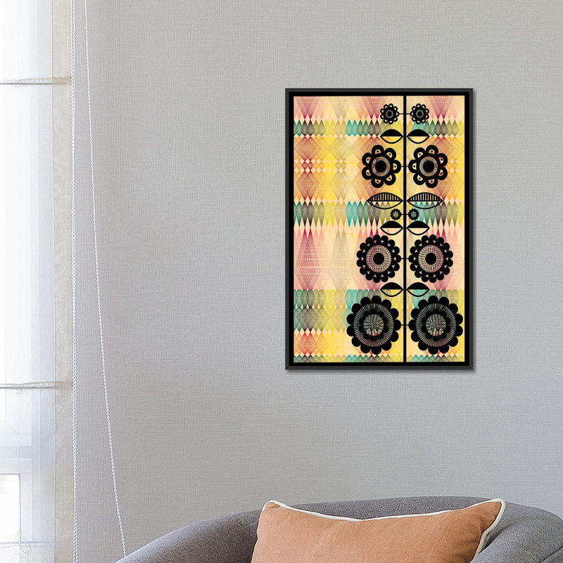 « geometric i », impression sur toile, H 26 po x l 18 po x P 1,5 po, Toile avec cadre noir, Pas de tapis