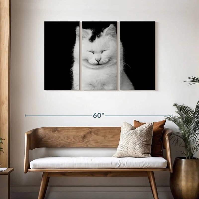 Delighted White Cat, 28" H x 45" W