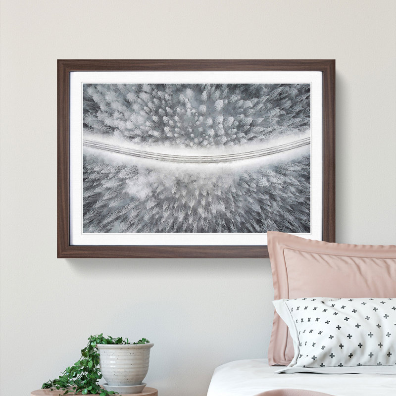 Winter Road - Picture Frame Painting Print, Walnut Framed, 40cm H x 60cm W x 2cm D
