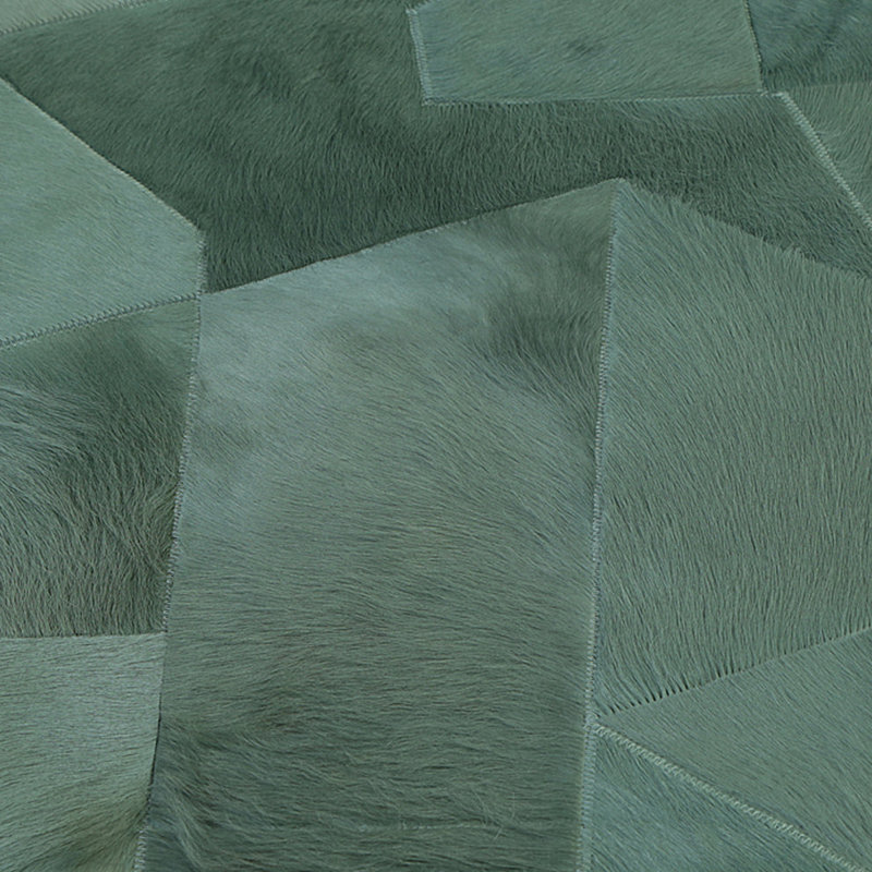 Art Hide X Sasha Biskoff Cowhide Geometric Area Rug in Blue, Round 9'10"