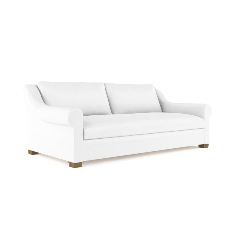 Canapé Thompson, H 32 po x l 84 po x P 41 po, Cuir rétro blanc, Patiné