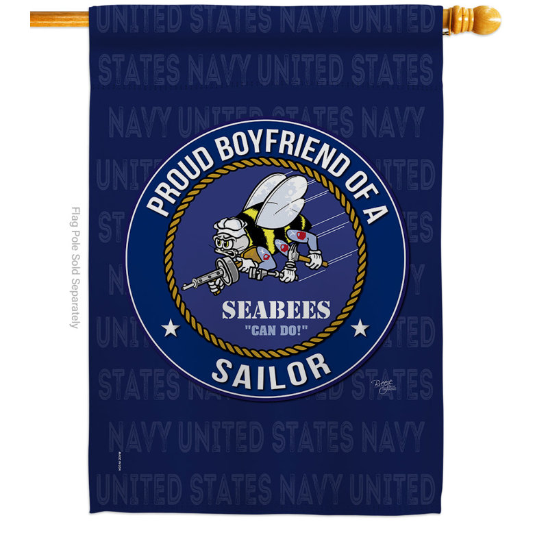Drapeau de maison 40 po x 28 po Seabees Proud Boyfriend Sailor House