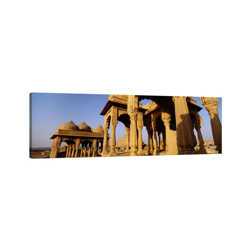 Low Angle View Of Monuments At A Place Of Burial, Jaisalmer, Rajasthan, India by Panoramic Images - Wrapped Canvas Panoramic Print