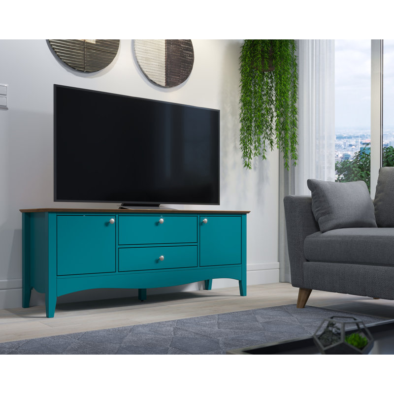 Delrick TV Stand, Blue/Brown