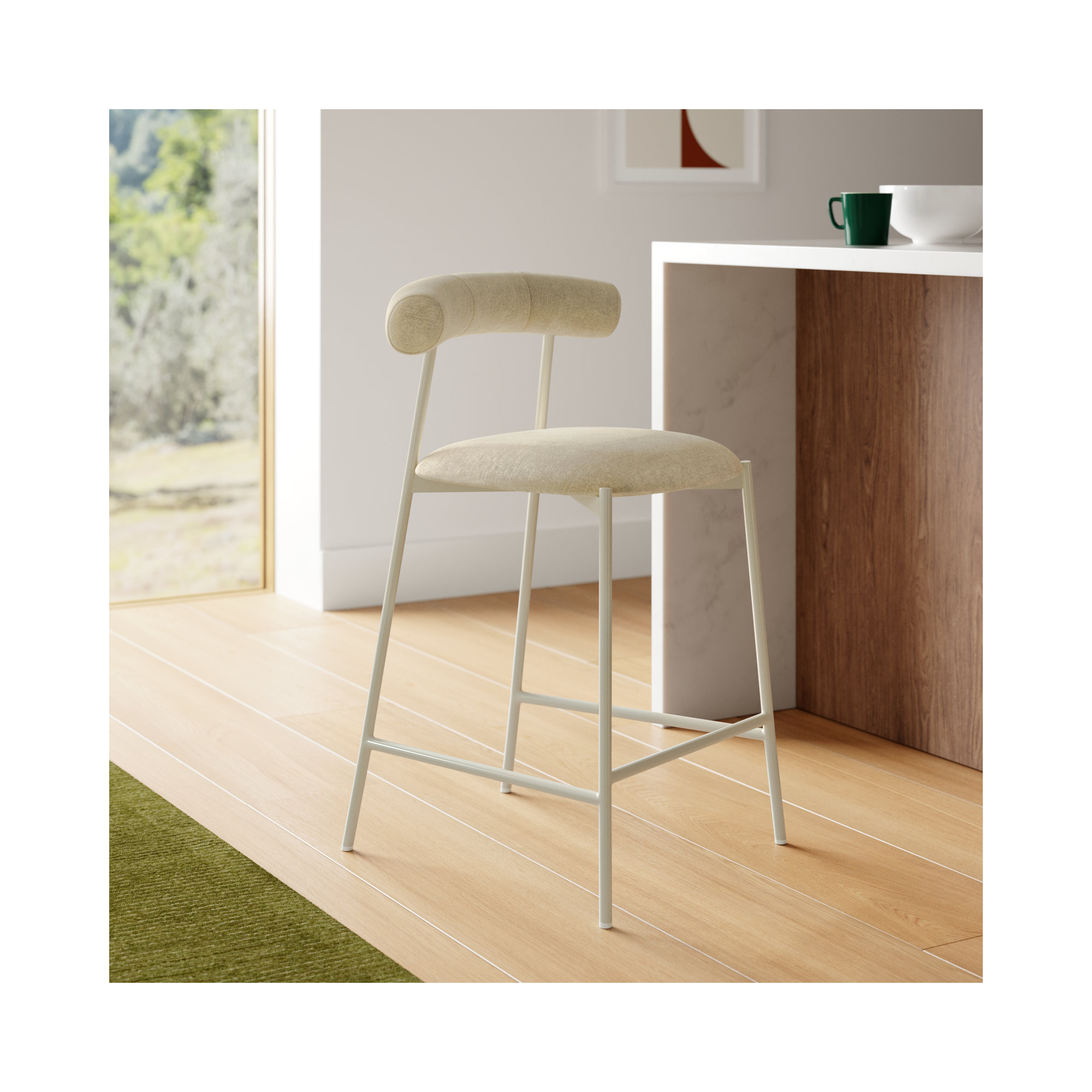 Geraldina Velvet Bar & Counter Stool, Taupe, Counter Stool (25.4” Seat Height)