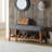 Gray Fabric Bench In Oak Finish - 18" Seat Height Soft Padding Open Shelf Storage Stylish For Any Room & 40"X18" Wooden Compartment-1247397932