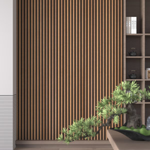 94" L x 24" W Acoustic Wood Wall Paneling, Decorative Soundproof Panels for Walls and Ceilings, 3D Slat Wood Wall Panels