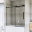 Porte de douche coulissante sans cadre l 56 à 60 po x H 60 po au fini noir mat-116985573