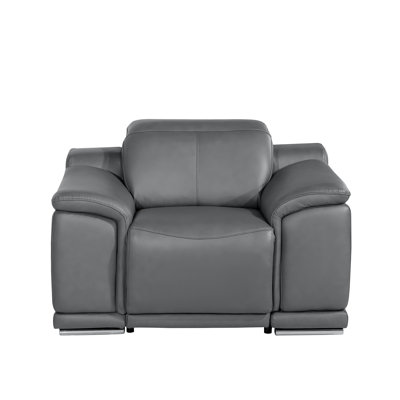 Power Reclining Chair With Adjustable Headrest In Genuine Leather