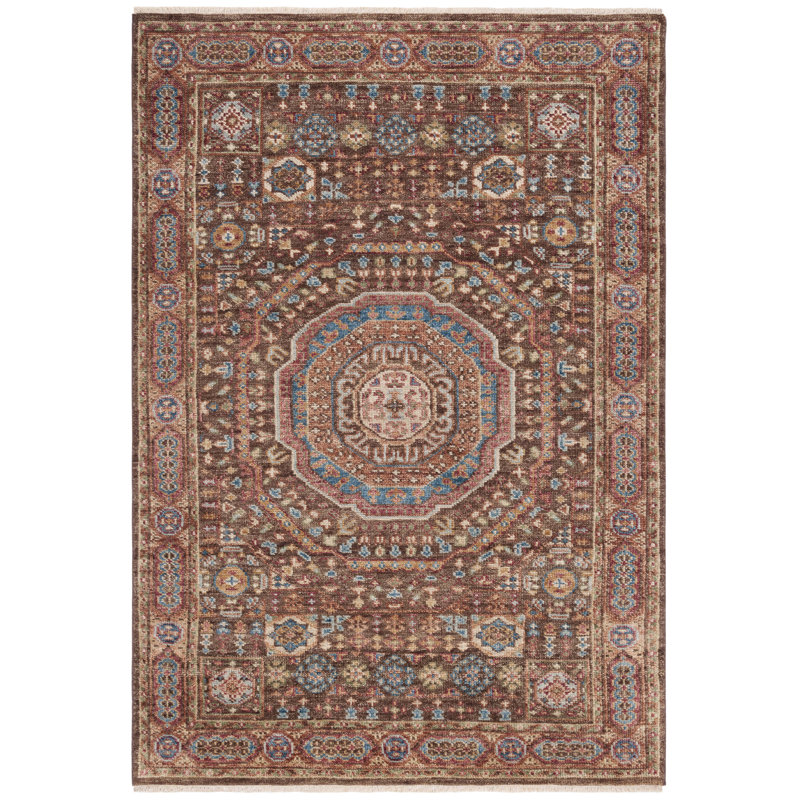 Oriental Hand-Knotted Wool Brown / Rust Area Rug, Rectangle 6' x 9'