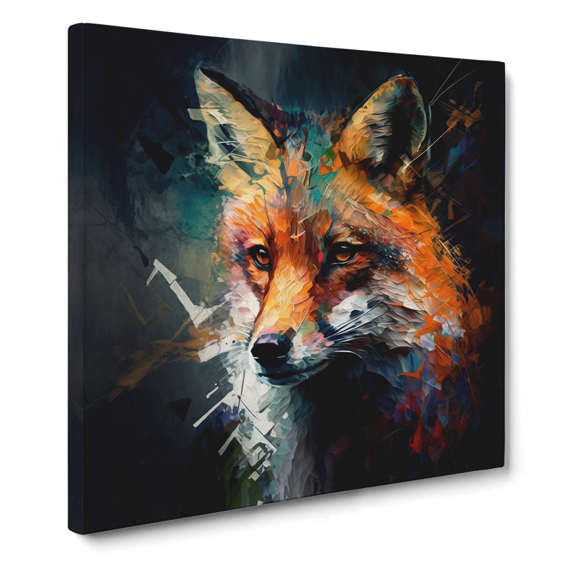 Fox Abstract Expressionism - No Frame Print, 50cm H x 50cm W x 3cm D