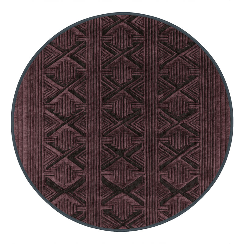 Tapis brun treillis lavable à la machine, Rond 4 pi