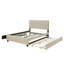 Grand lit plateforme tapissier en velours avec 2 tiroirs et 1 lit gigogne simple TG-1497553472