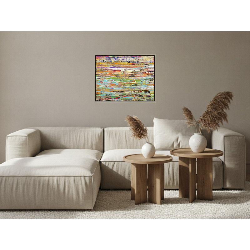 «Vibrant Abstract Textured Landscape», art mural sur toile encadrée, Silver, 11" H x 14" W