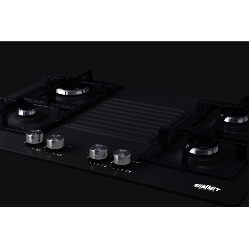 Summit 30" Black Steel 4-Burner Gas Cooktop