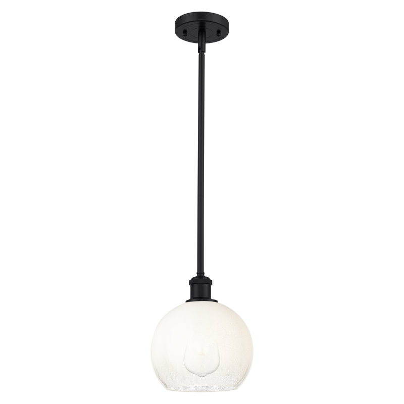 Mini luminaire suspendu à tige 1 lumière 8 po Ballston - Lamorteau, Noir mat, Opale