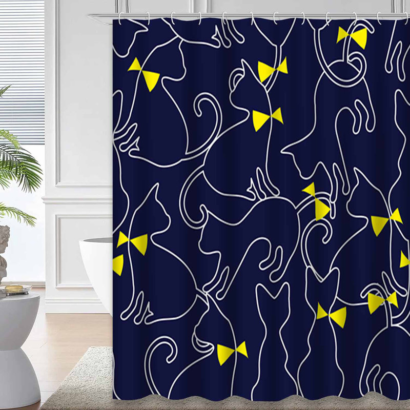 Adorable rideau de douche bleu avec 12 crochets, L 72 po x l 84 po