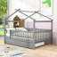 Full Size Wooden House Bed With Twin Trundle-507572707