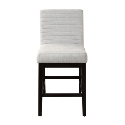 Chaise de comptoir de 2 personnes avec finition et lin gris, coussin de dossier rembourré, mousse de bois d'hévéa, capacité de 220 lb, largeur de 19 po, profondeur de 17 po, hauteur de 25 po, hauteur de 39 po, largeur de 20 po, finition profonde 2, capacité