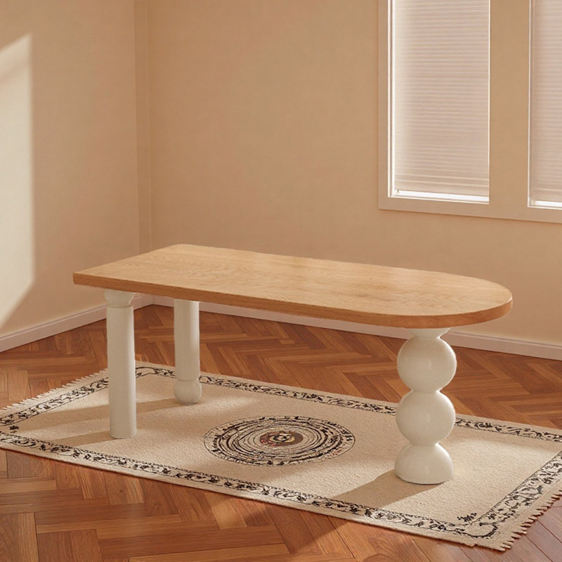 Creative Asymmetrical Design Solid Wood Desk, 29.52" H x 70.86" W x 31.49" D